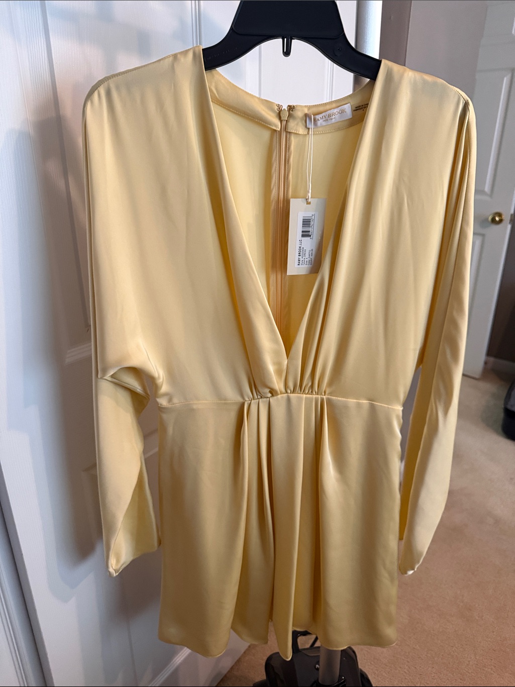 Ramy Brook Soft Yellow V-Neck Mini Dress